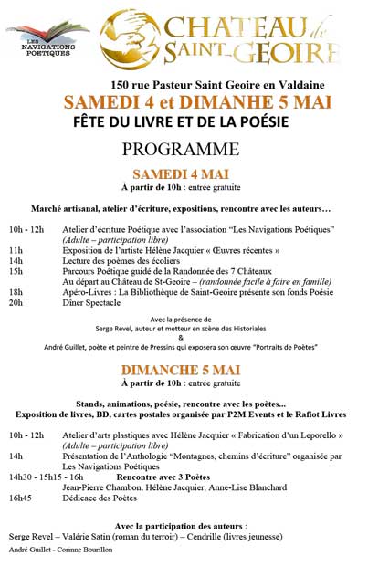 SAMEDI 4 et DIMANCHE 5 MAI